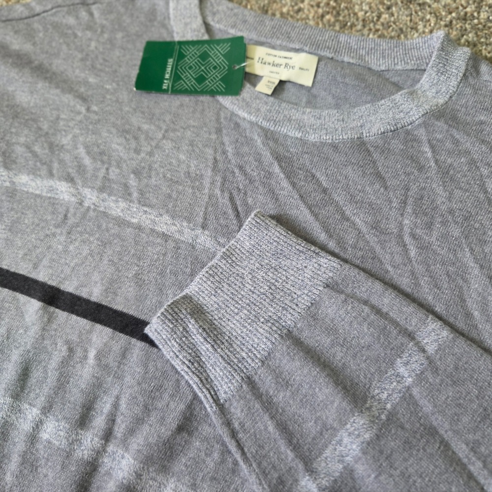 Hawker Rye‎ Mens Grey Striped Cotton Cashmere Blend Crewneck Sweater XXX-Large